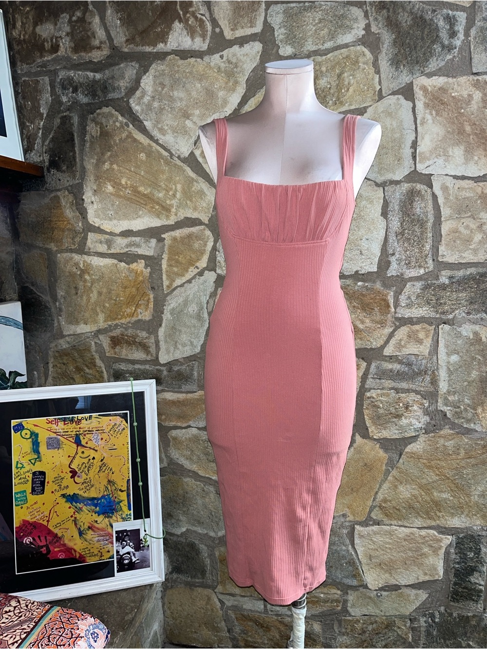 CAPULET x REVOLVE Lola Bustier Pink Ribbed Bodycon Midi Dress Size M